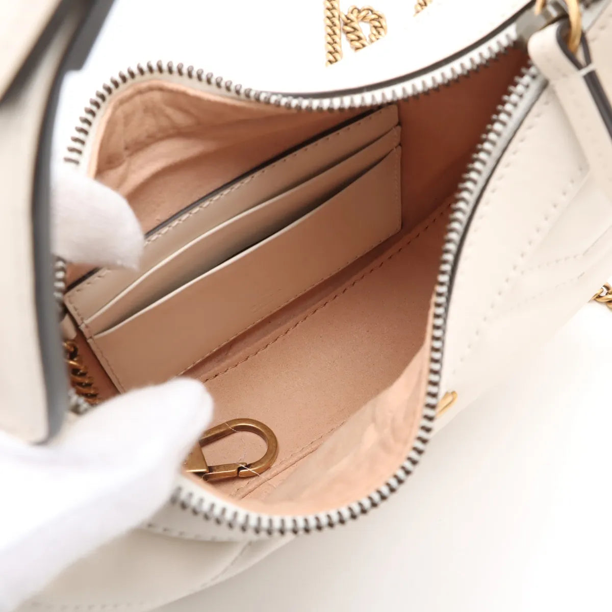 Gucci GG Marmont Leather 2 Way Shoulder Bag White