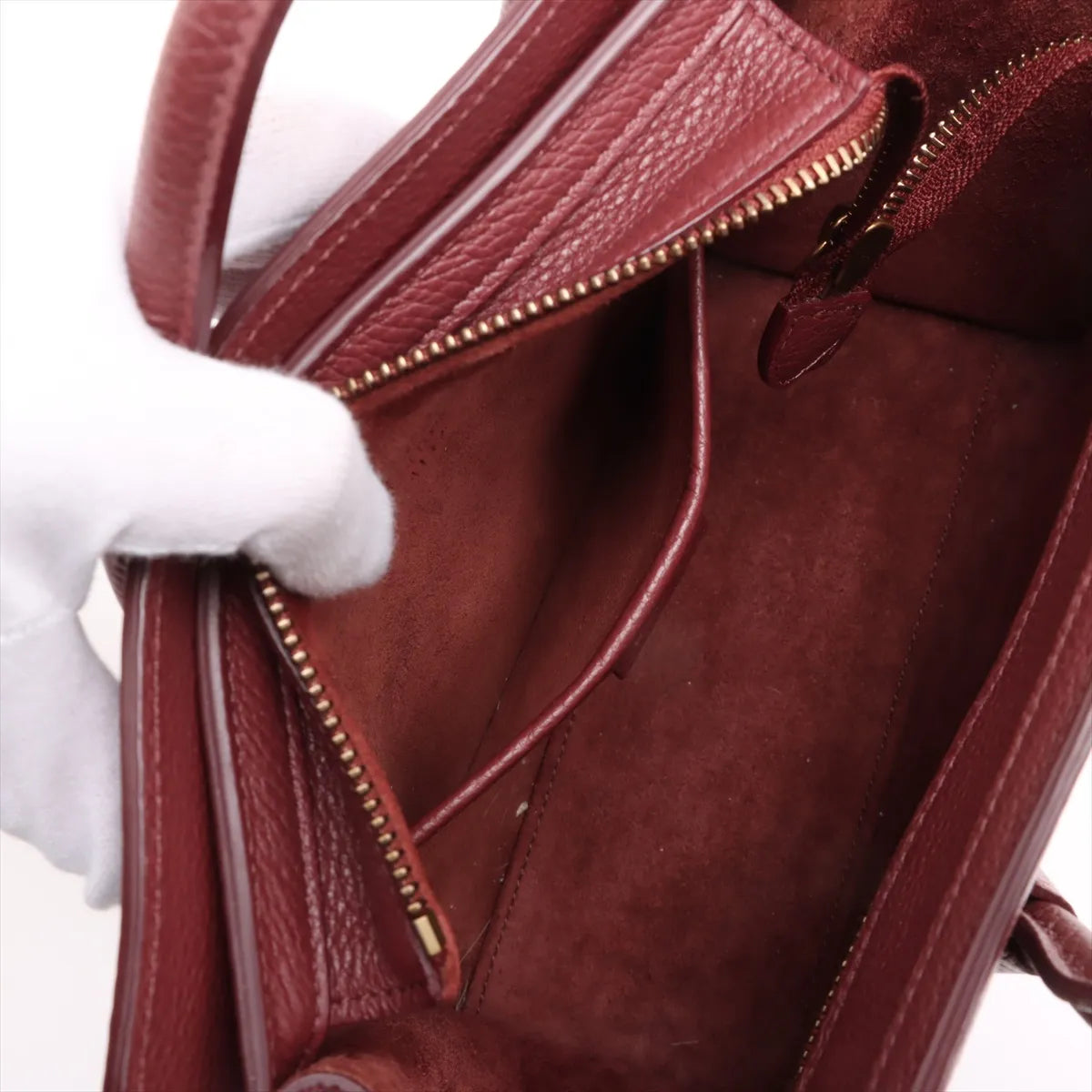 Celine Nano Luggage Shopper Bordeaux