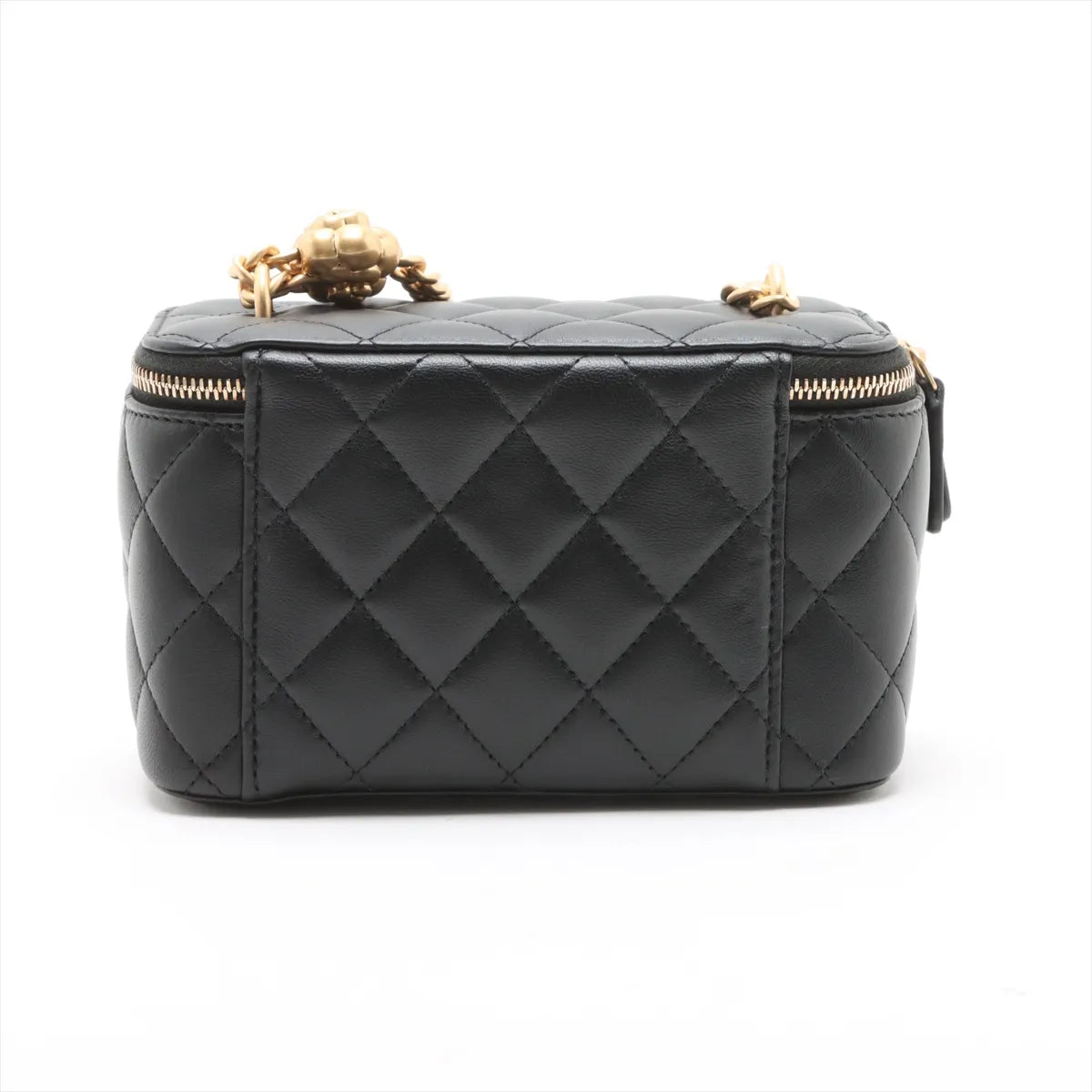 Chanel Matelasse Lambskin Chain Shoulder Bag Vanity Black