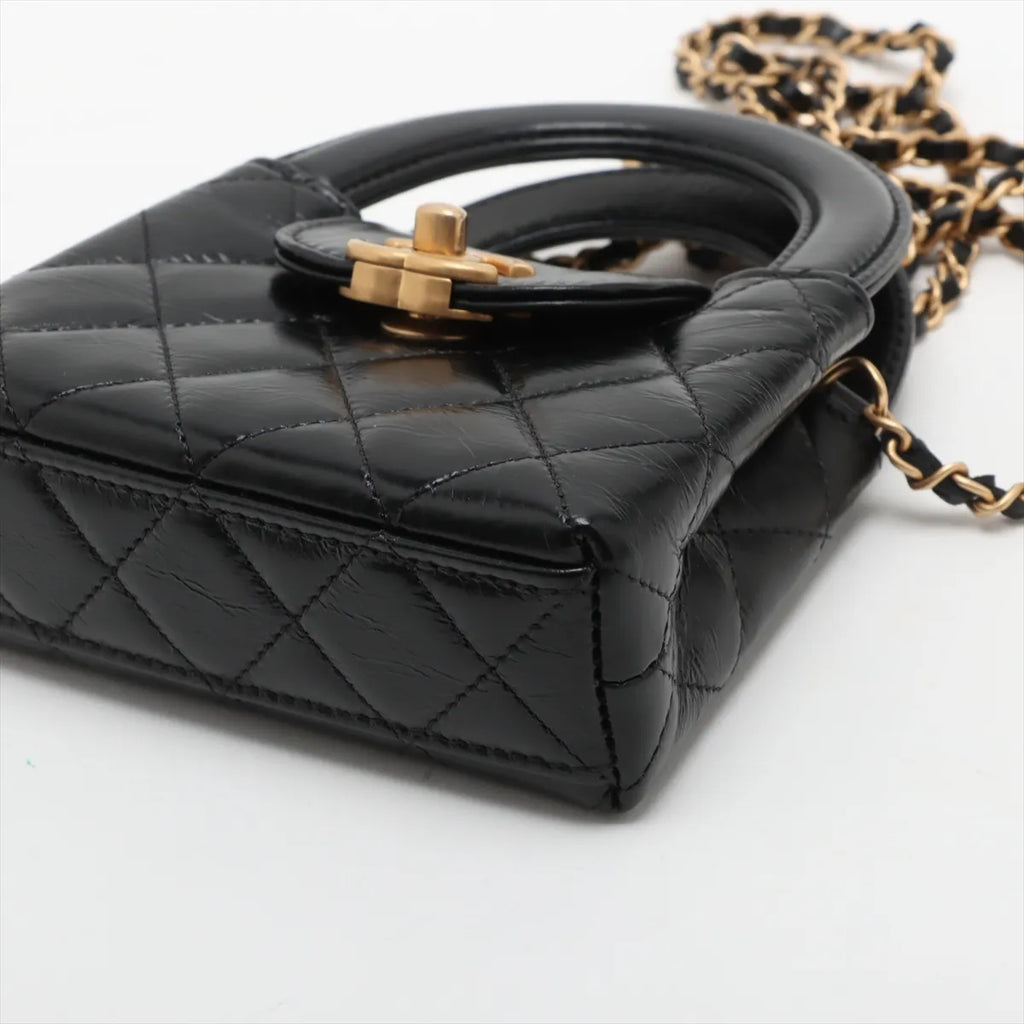 Chanel Shiny Aged Calfskin Quilted Nano Kelly Shopper
