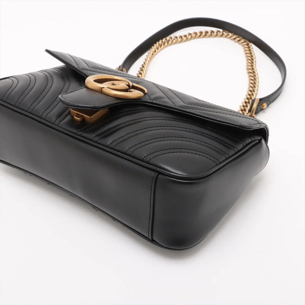 Gucci GG Marmont Leather Chain Shoulder Bag Black