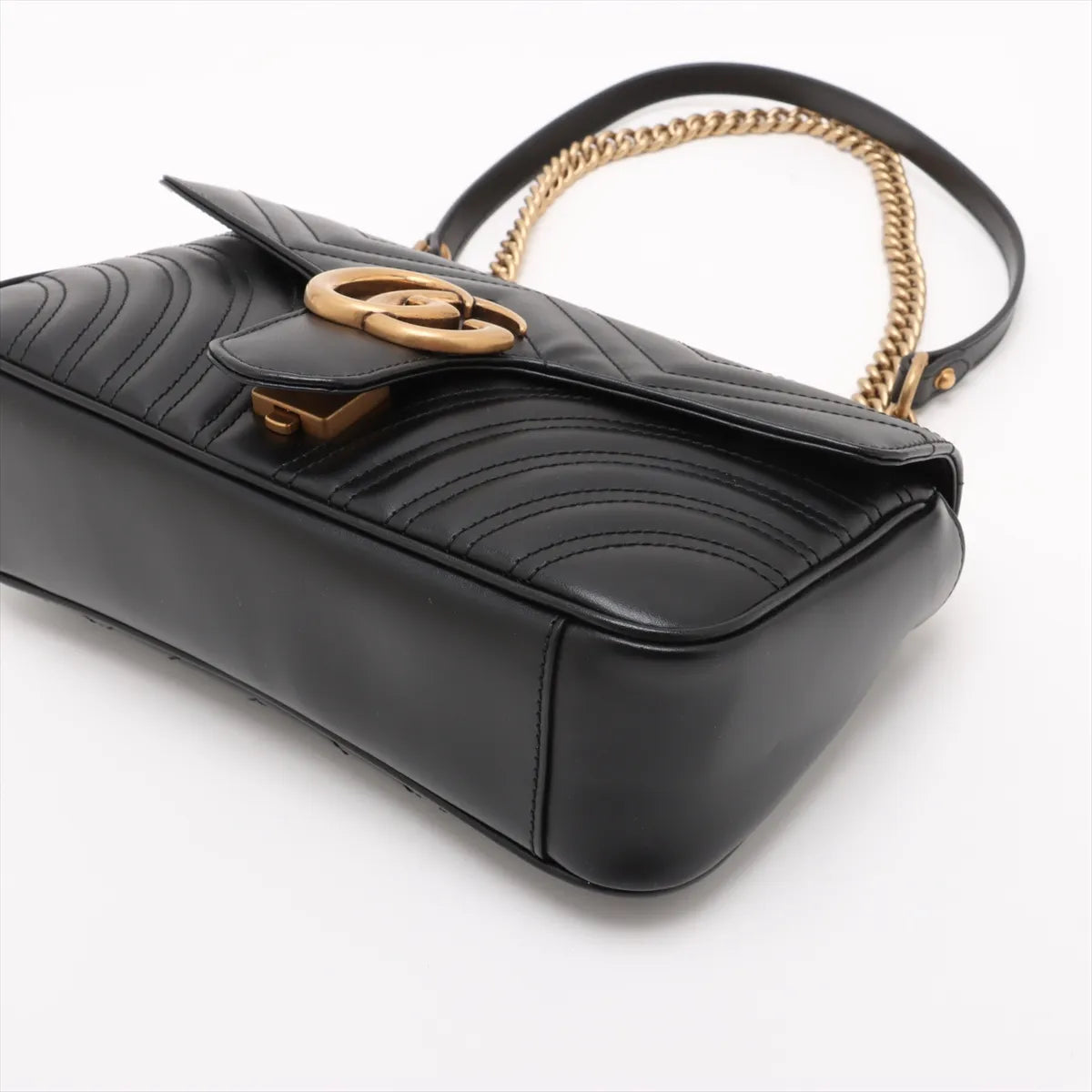 Gucci GG Marmont Leather Chain Shoulder Bag Black