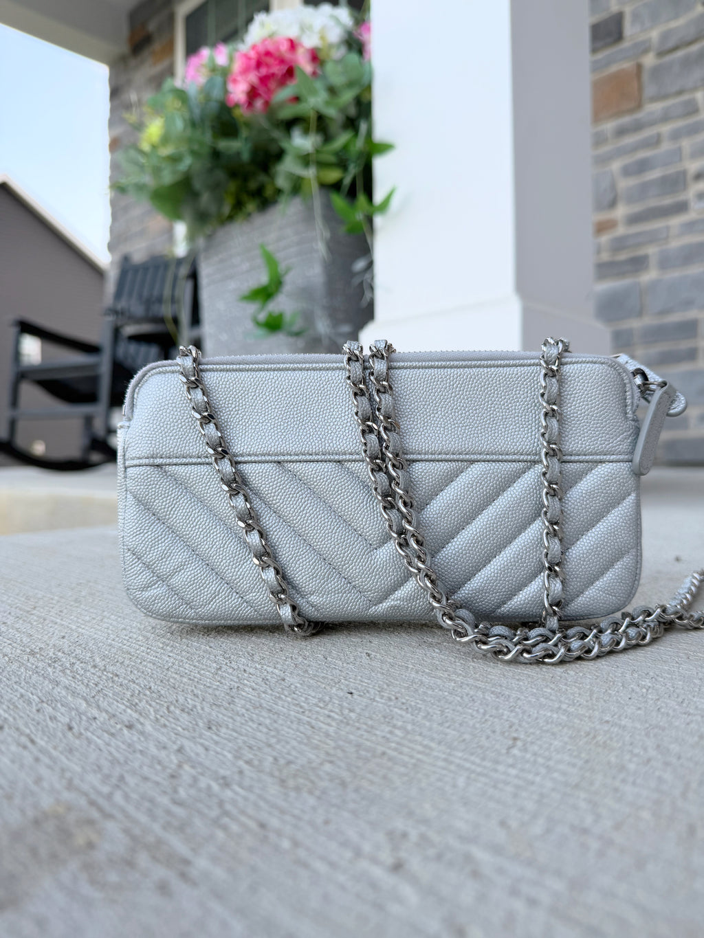 Chanel Caviar WOC Silver