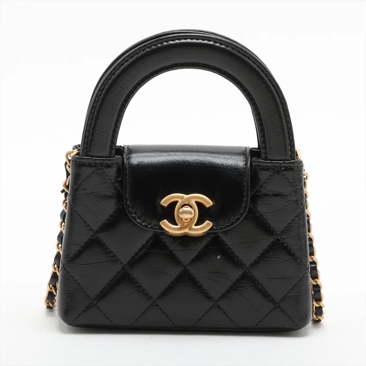 Chanel Shiny Aged Calfskin Quilted Nano Kelly Shopper
