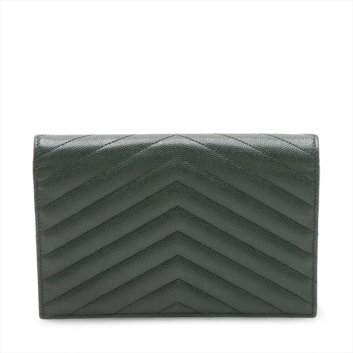 Saint Laurent Paris Cassandra Leather Chain Wallet Green