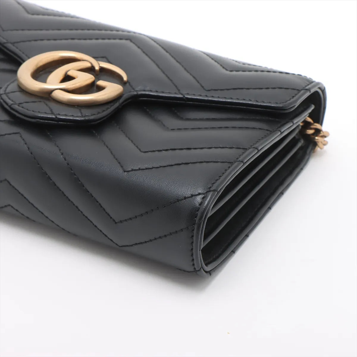 Gucci GG Marmont Leather Chain Wallet Black