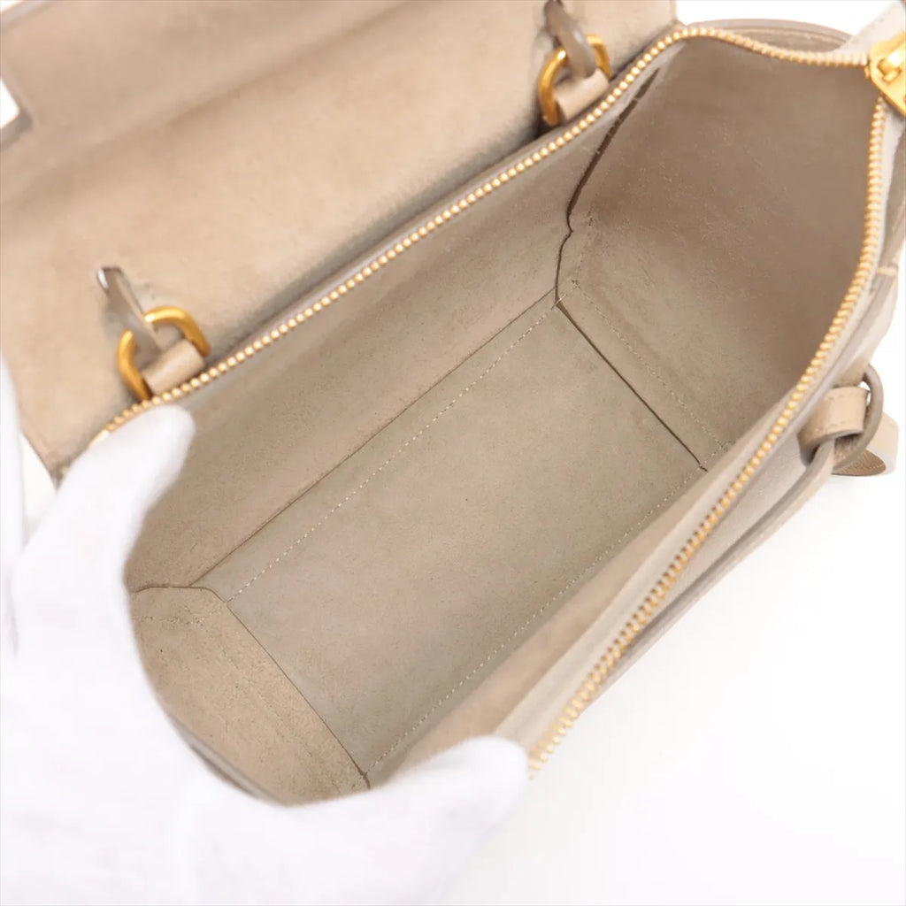 Celine Nano Leather 2 Way Handbag Beige