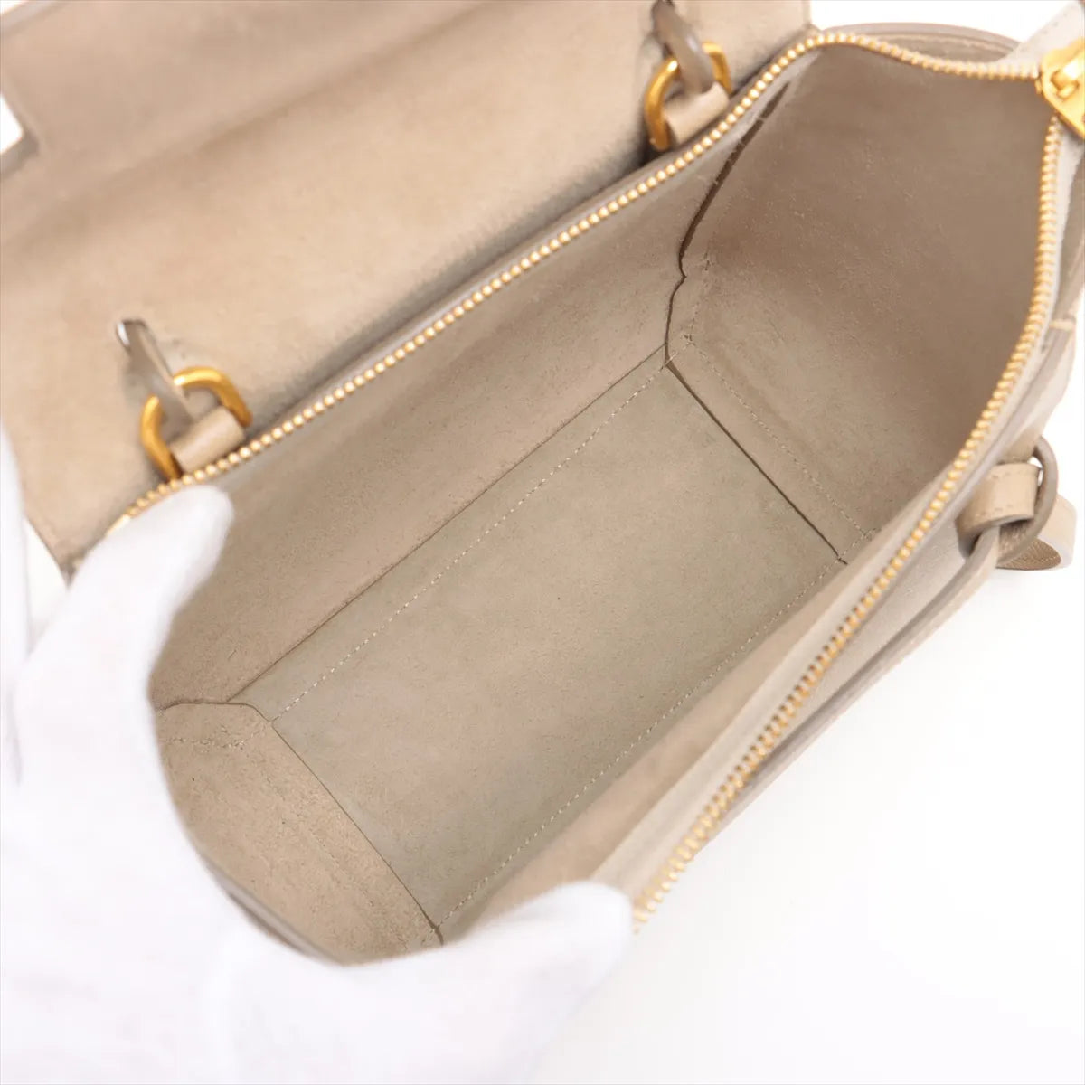 Celine Nano Leather 2 Way Handbag Beige