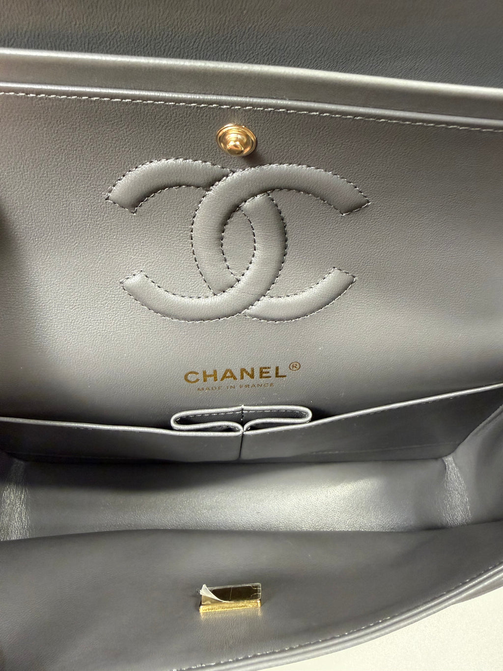 Chanel Double Flap Lambskin Grey