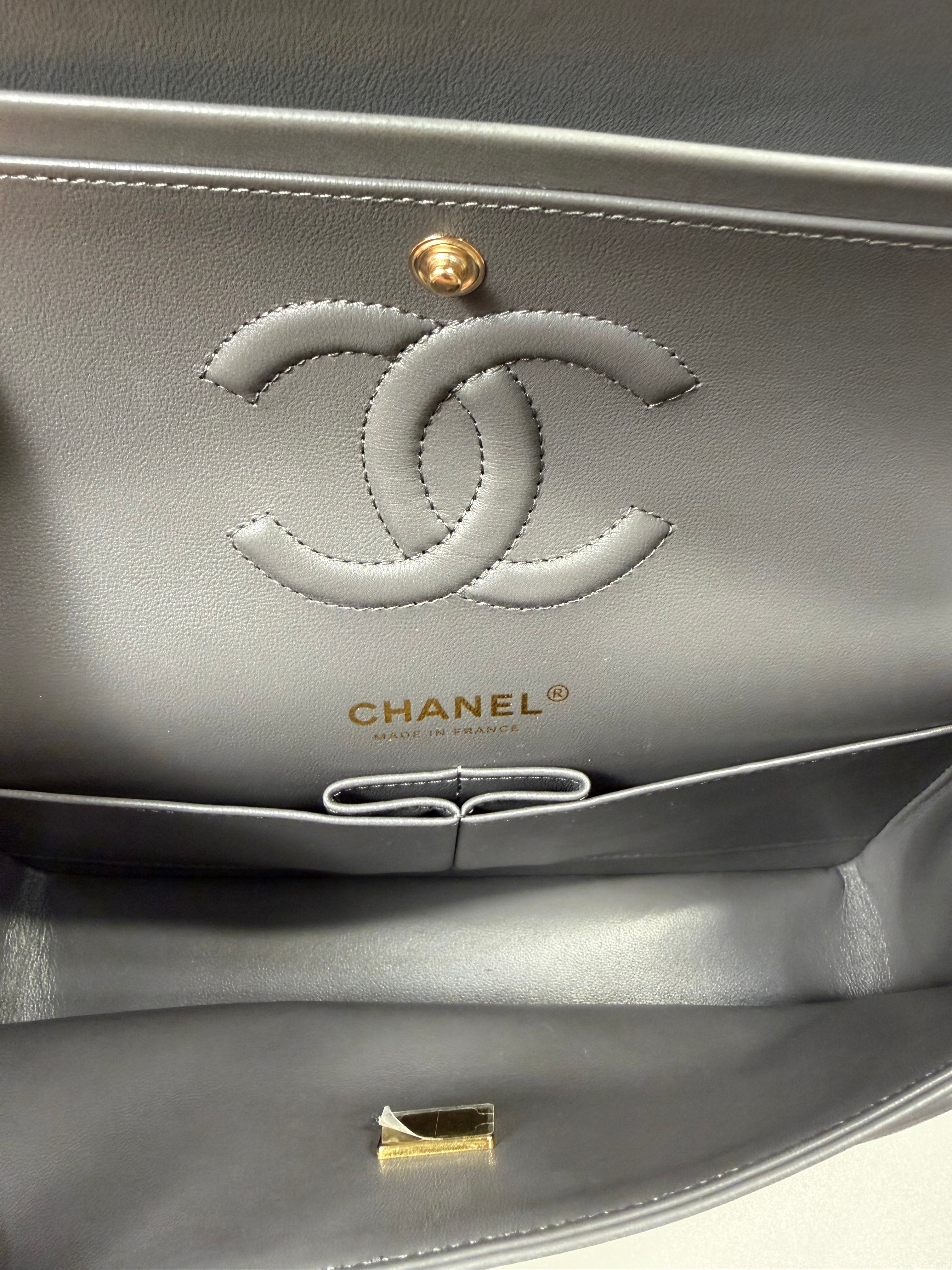 Chanel Double Flap Lambskin Grey