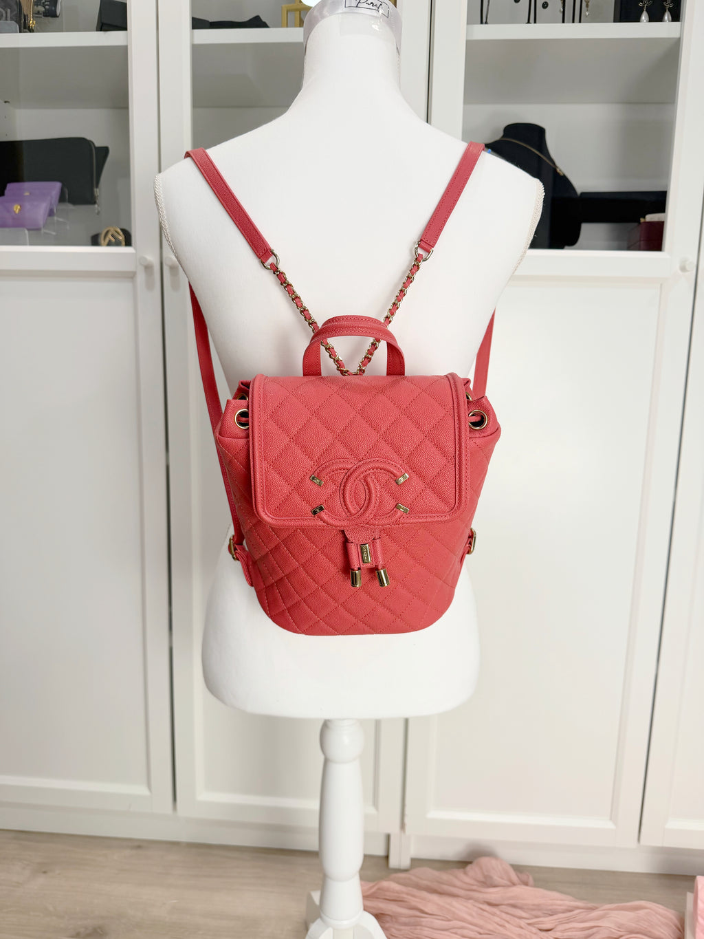 Chanel Filigree Coral Backpack