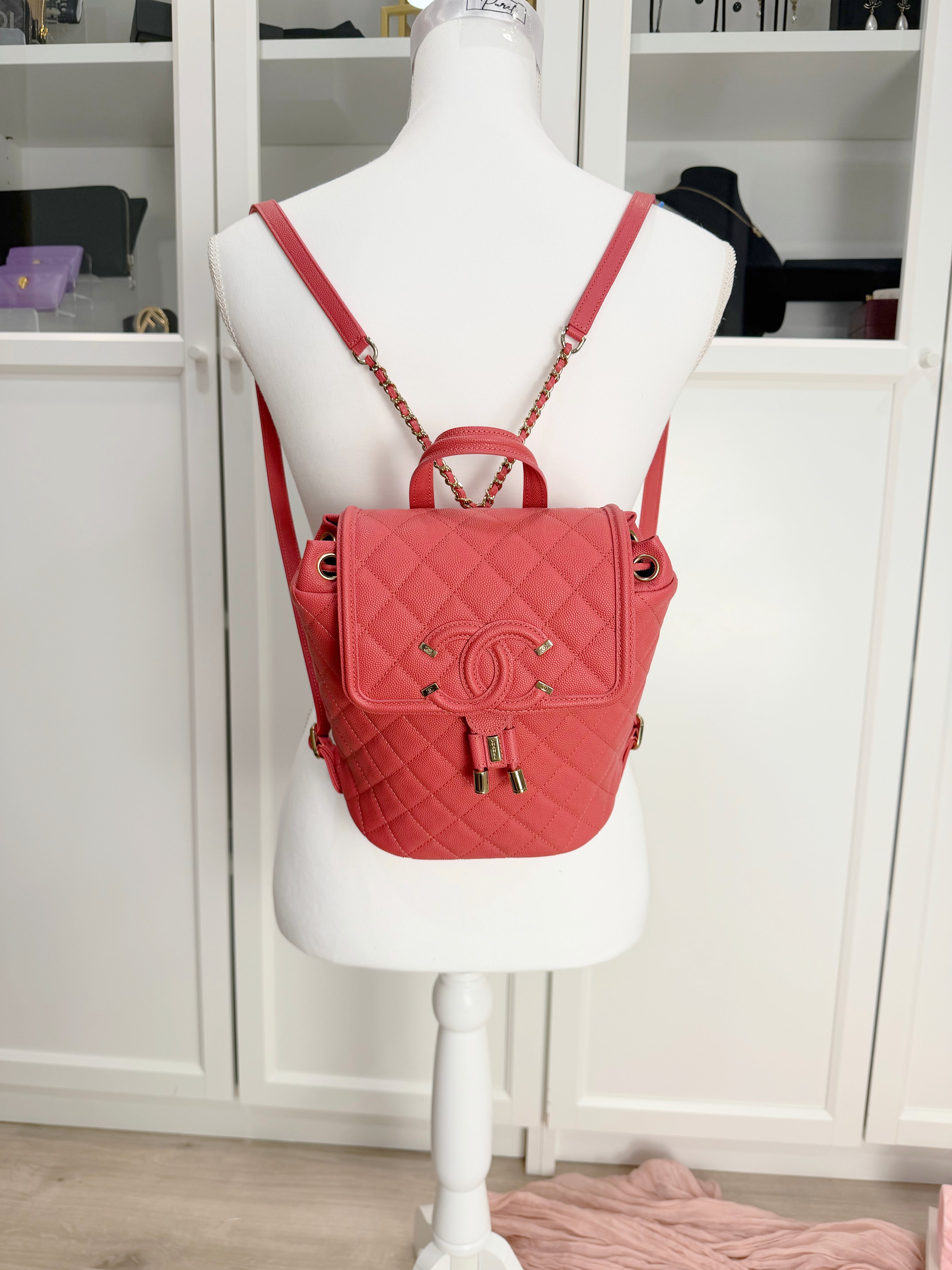 Chanel Filigree Coral Backpack