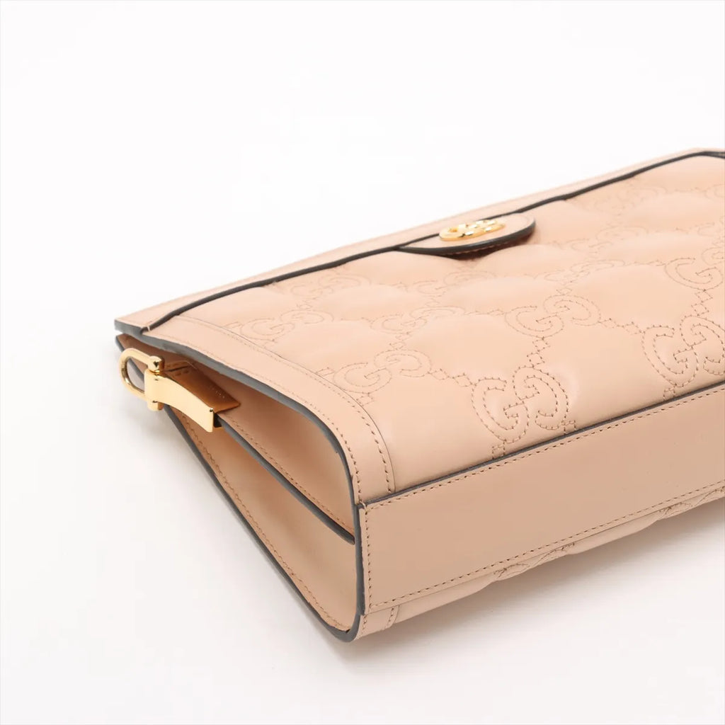 Gucci Guccissima Leather Chain Shoulder Bag Pink Beige