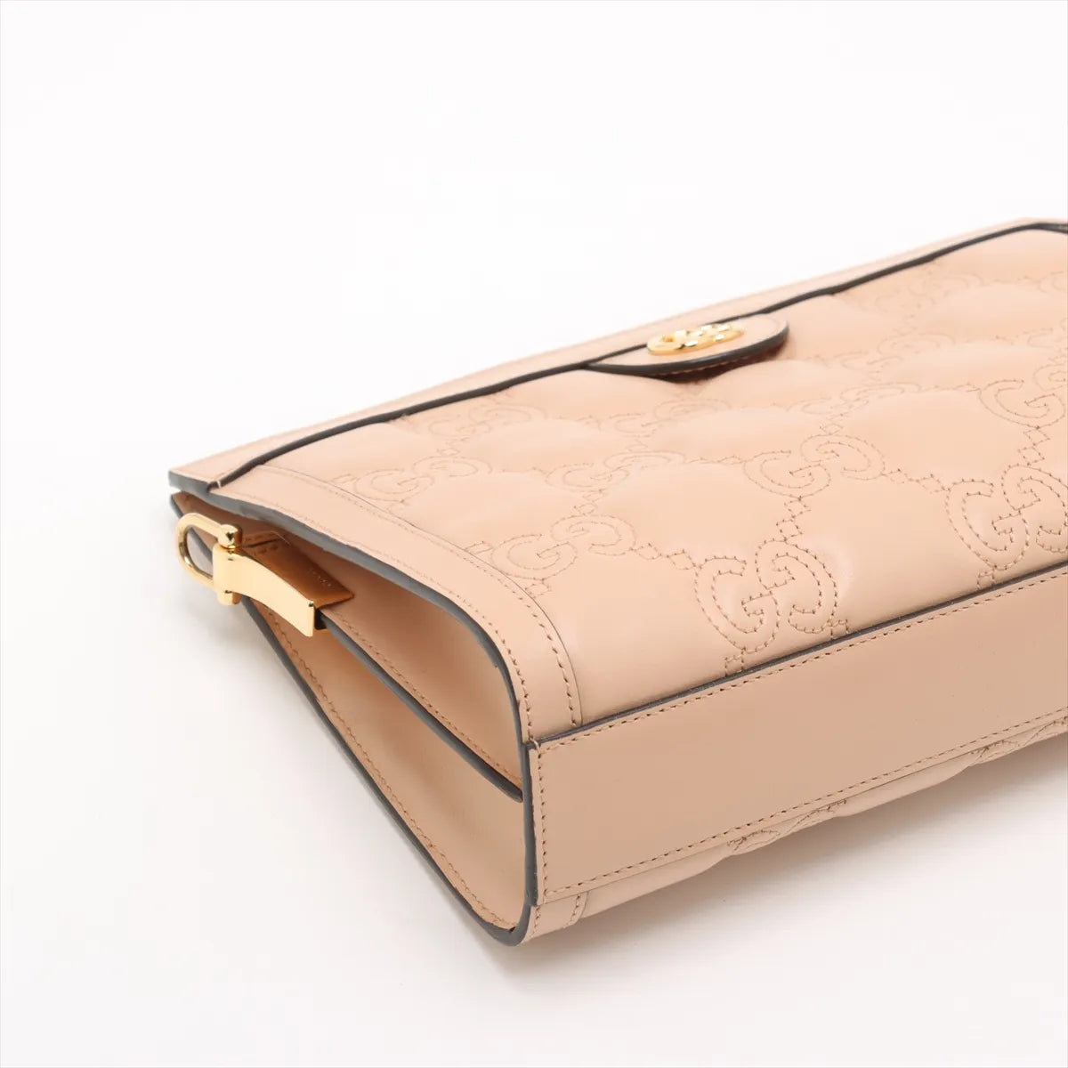 Gucci Guccissima Leather Chain Shoulder Bag Pink Beige