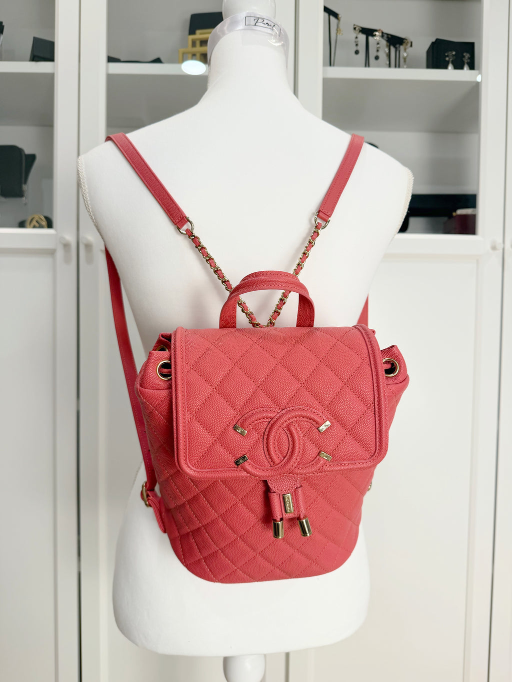 Chanel Filigree Coral Backpack