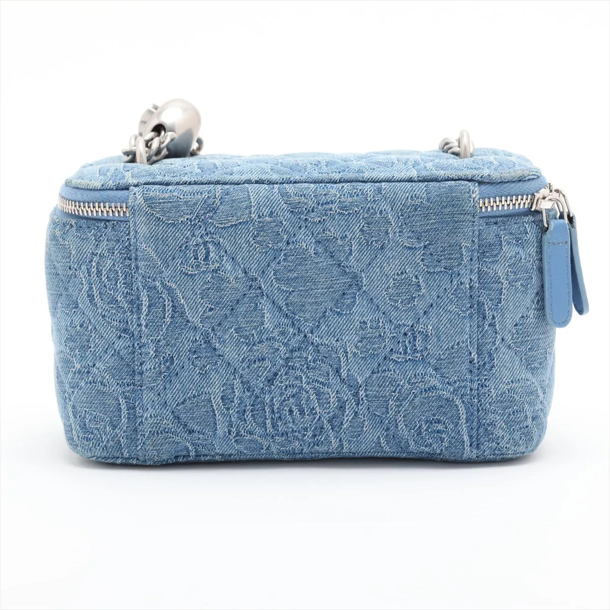 Chanel Matelasse Denim Chain Shoulder Bag Vanity bag Blue Silver Camelia