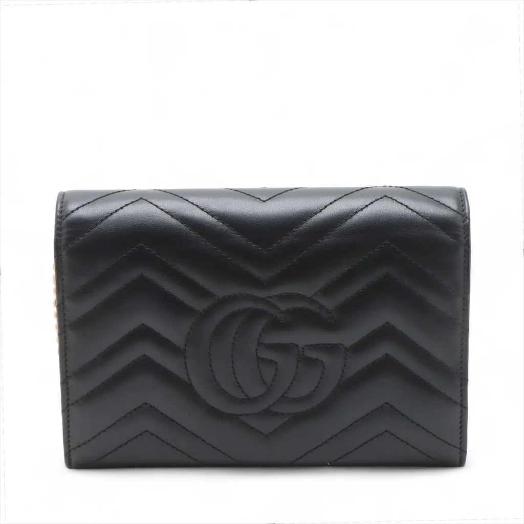Gucci GG Marmont Leather Chain Wallet Black