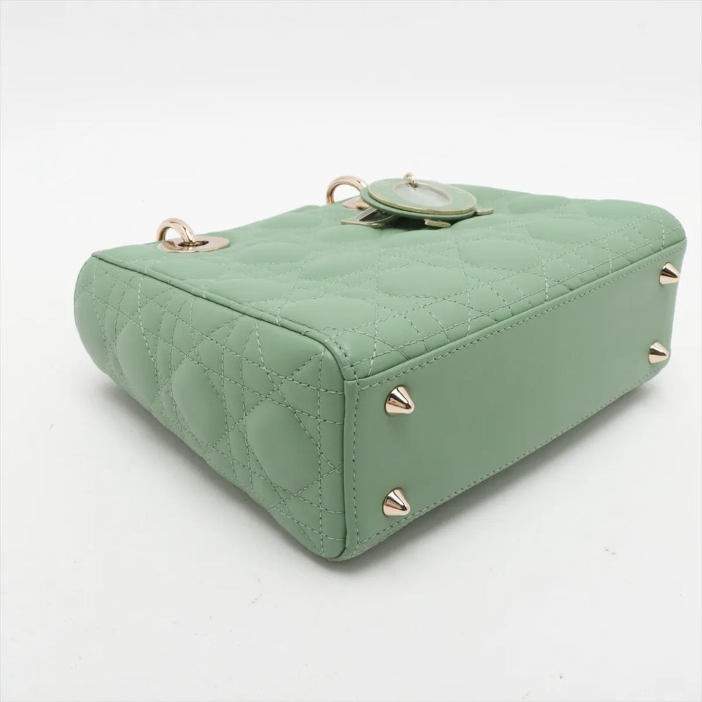 Christian Dior Cannage My Lady Dior Small 2 Way Handbag Green