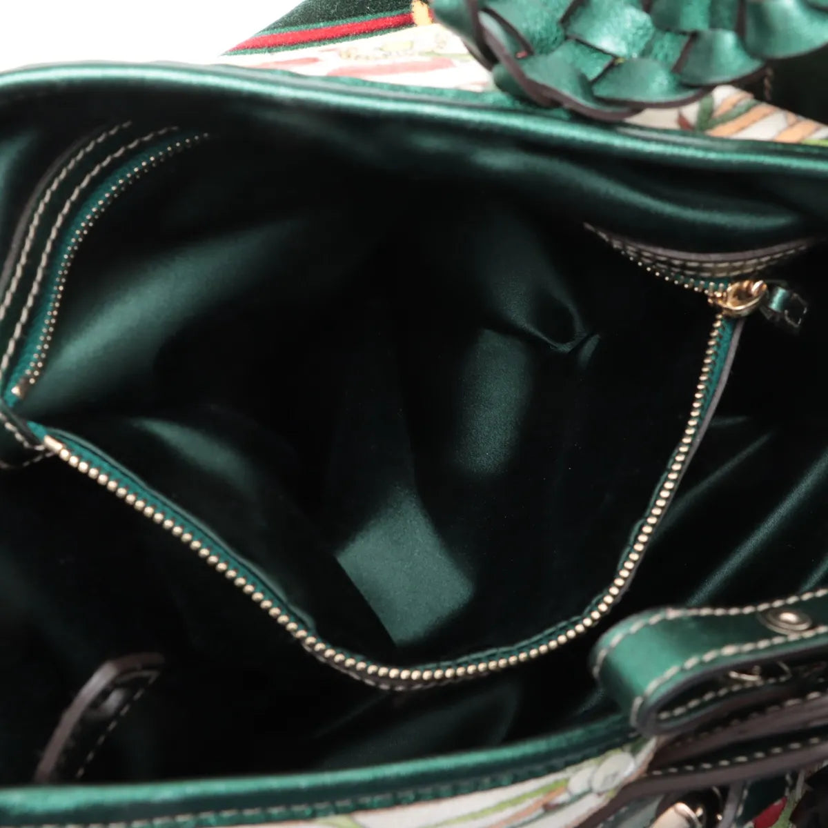 Gucci GG Floral Velour & Leather Shoulder Bag