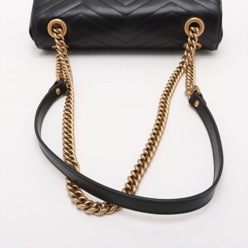 Gucci GG Marmont Leather Chain Shoulder Bag Black