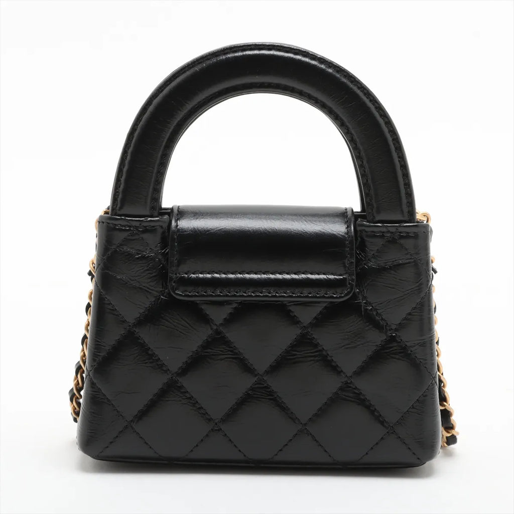 Chanel Shiny Aged Calfskin Quilted Nano Kelly Shopper