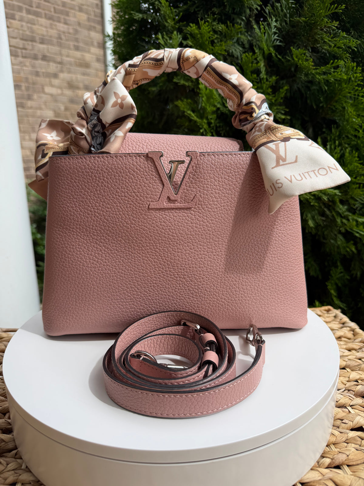 Louis Vuitton Capuchine BB Pink with Twilly