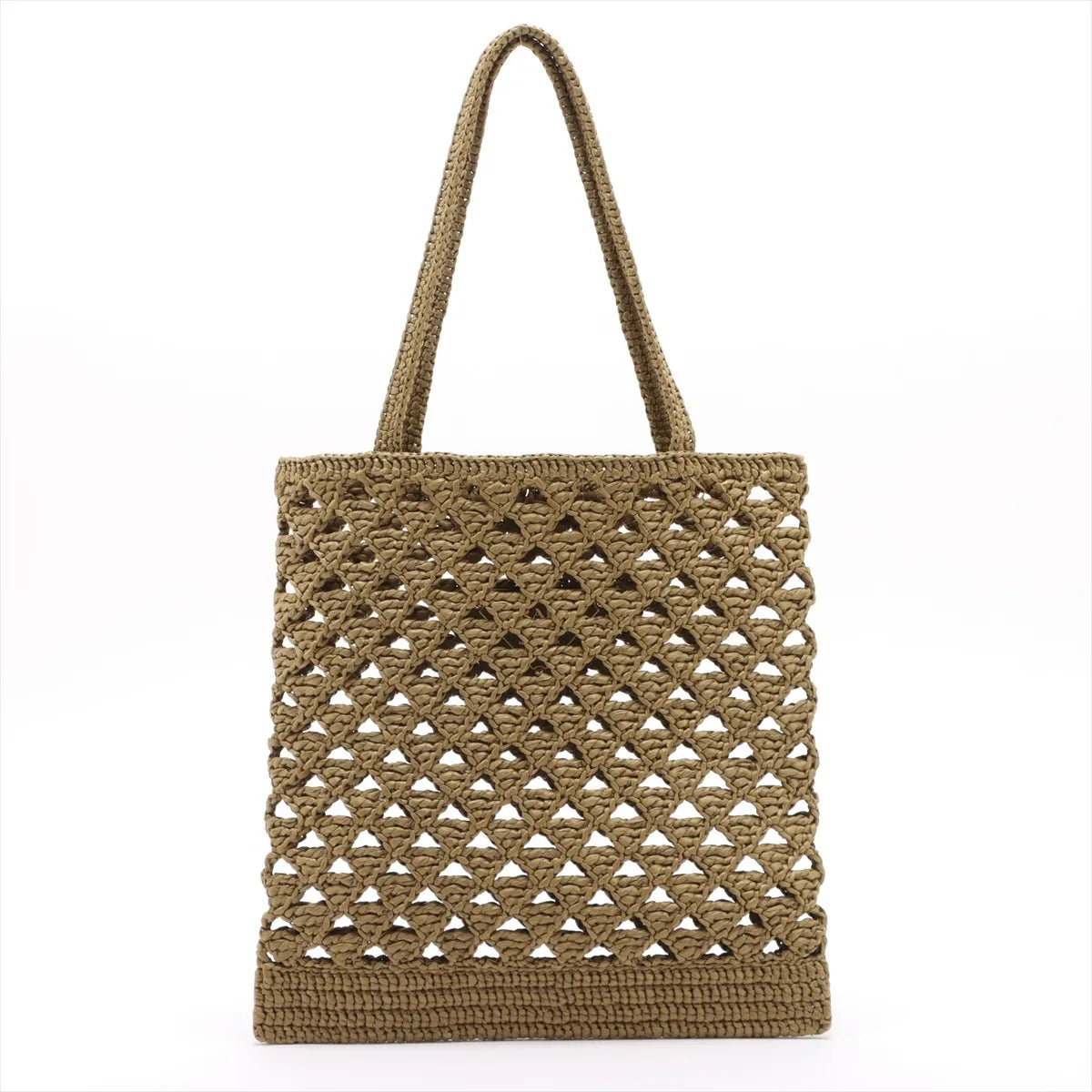 Prada Logo Raffia Tote Khaki
