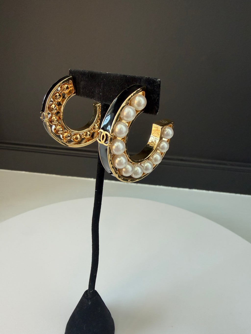 Chanel Pearl Hoops