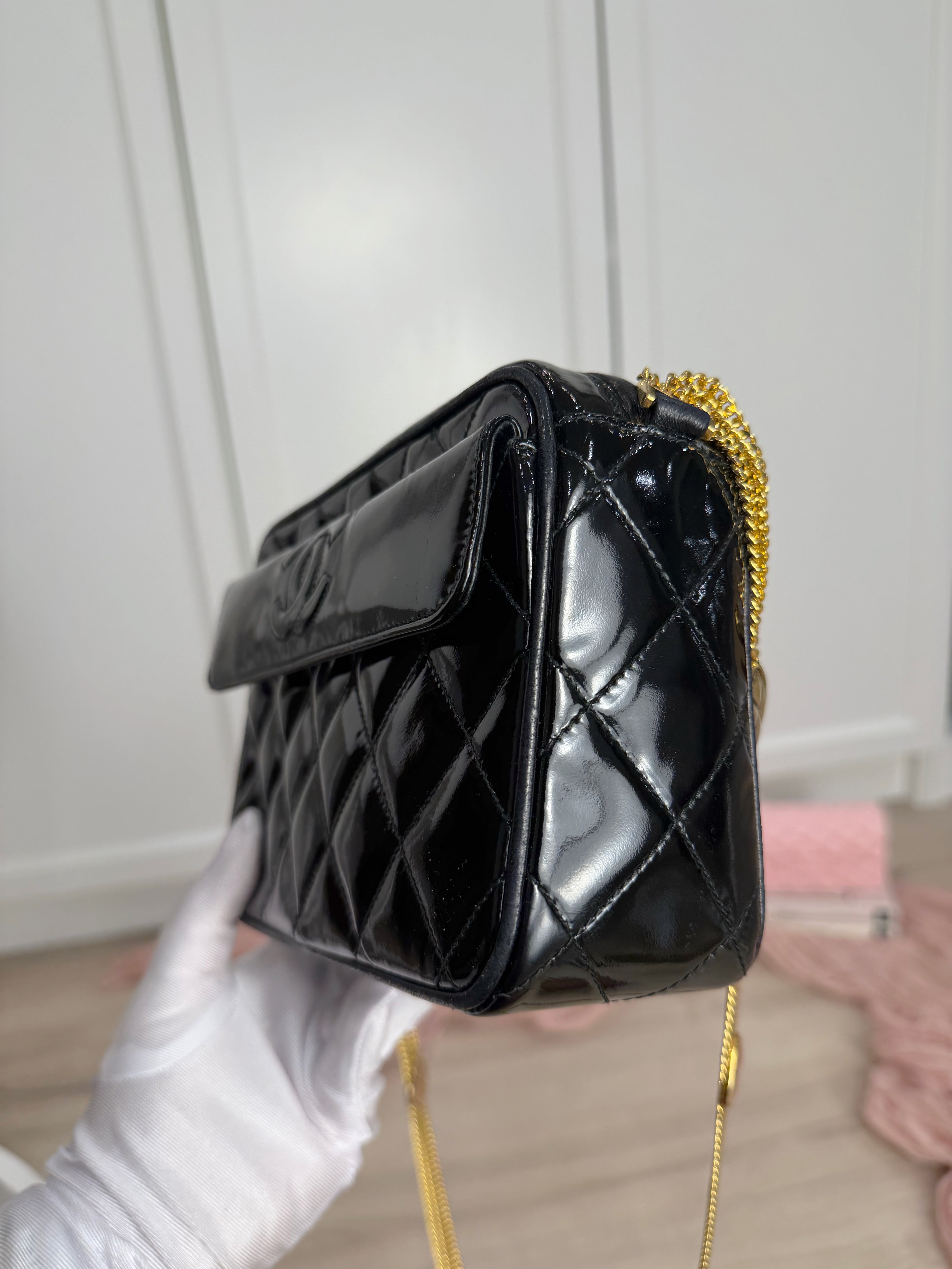 Chanel Patent Chain Detail Camera Bag