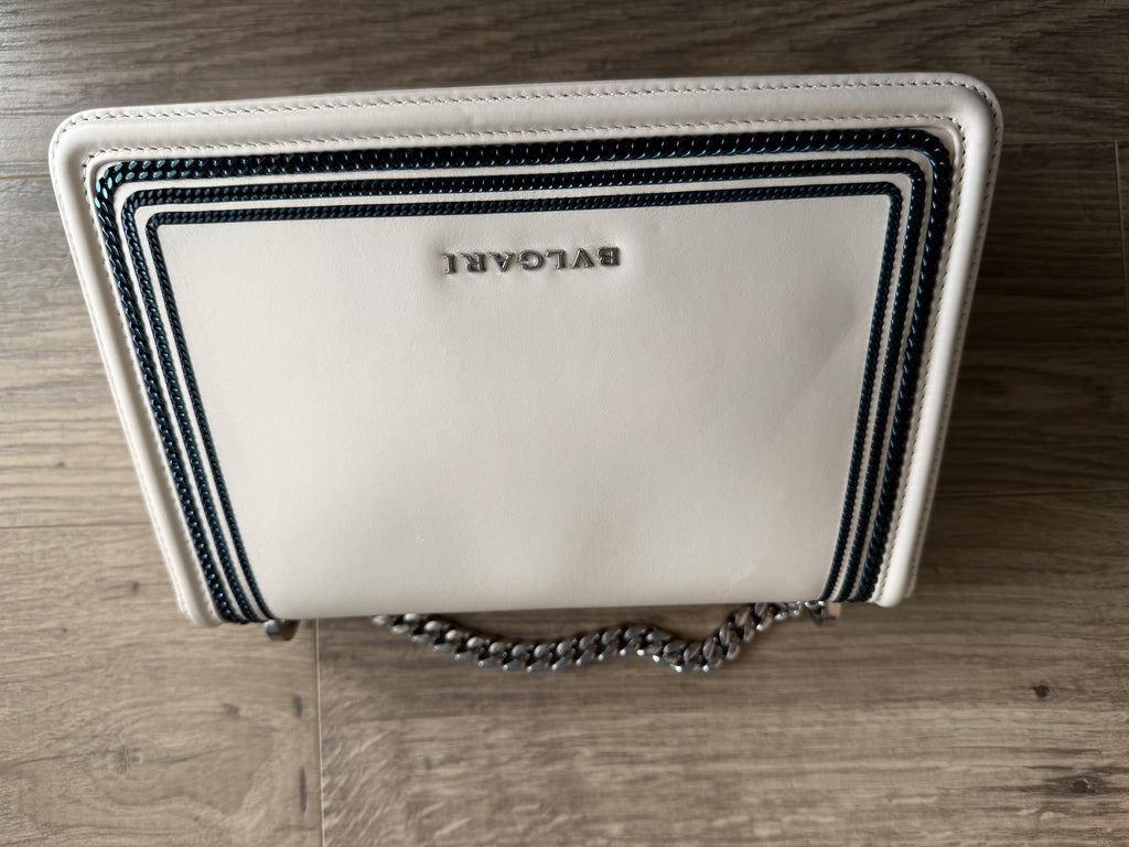 Bvlgari White With Blue Chain Around Serpenti