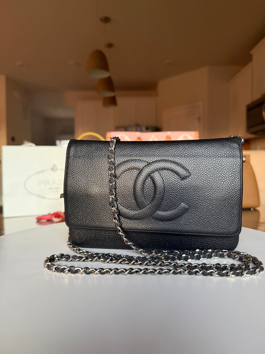 Chanel Caviar Wallet on Chain Black