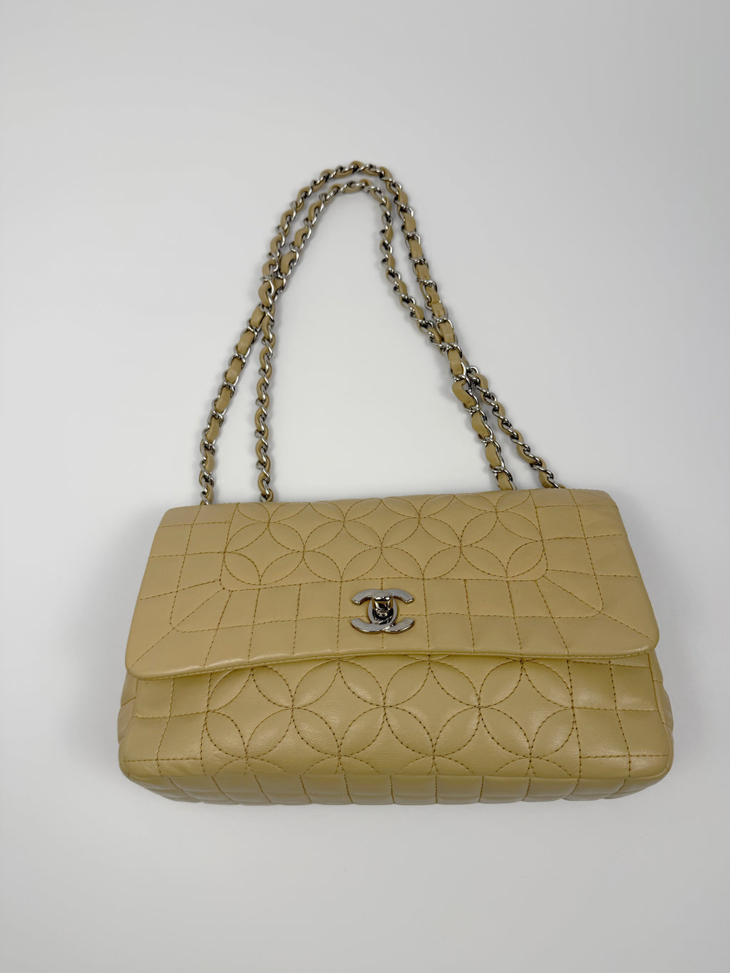 CC Logo Quilted Camellia Leather Beige