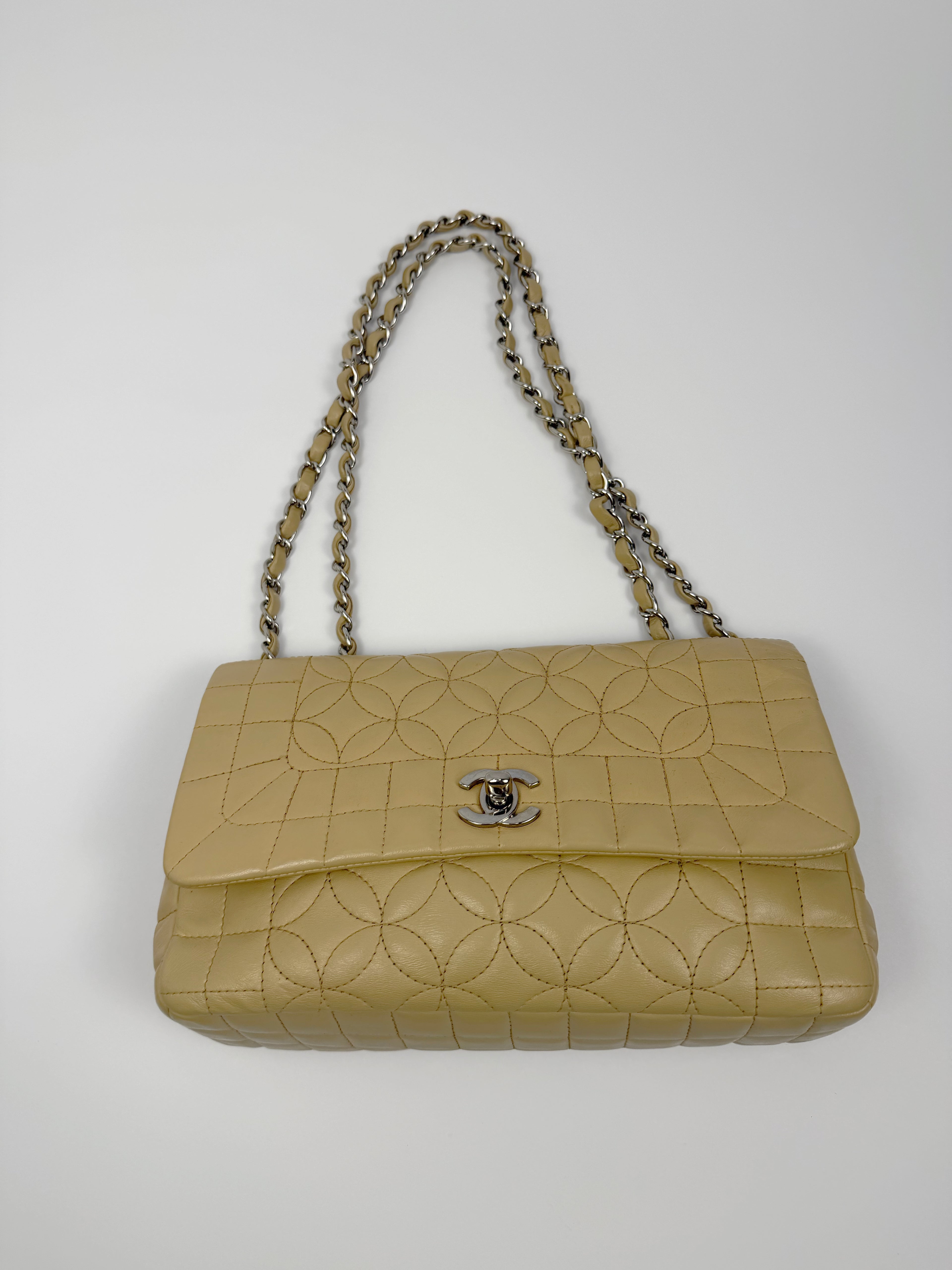 CC Logo Quilted Camellia Leather Beige