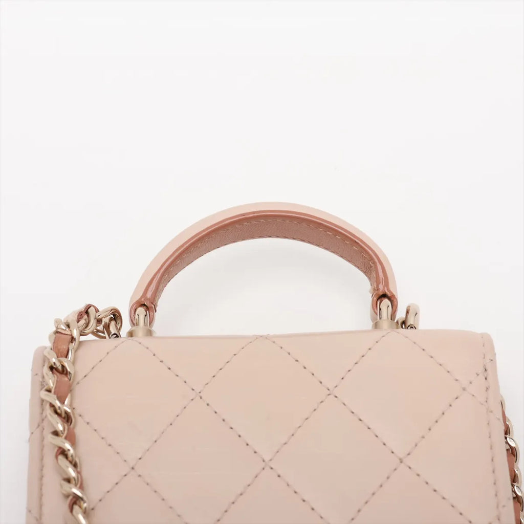 Chanel Matelasse Lambskin Top Handle Beige