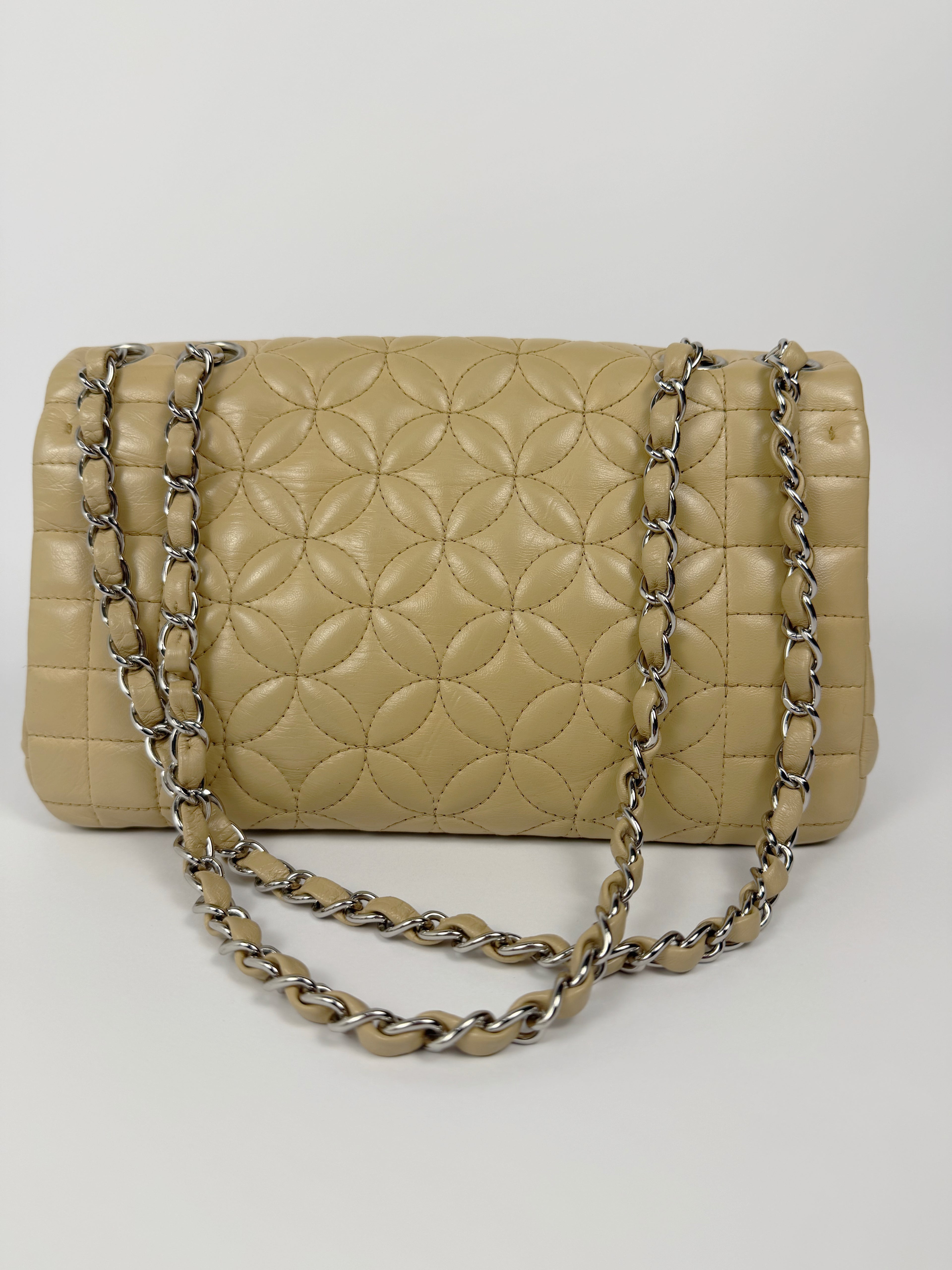 CC Logo Quilted Camellia Leather Beige
