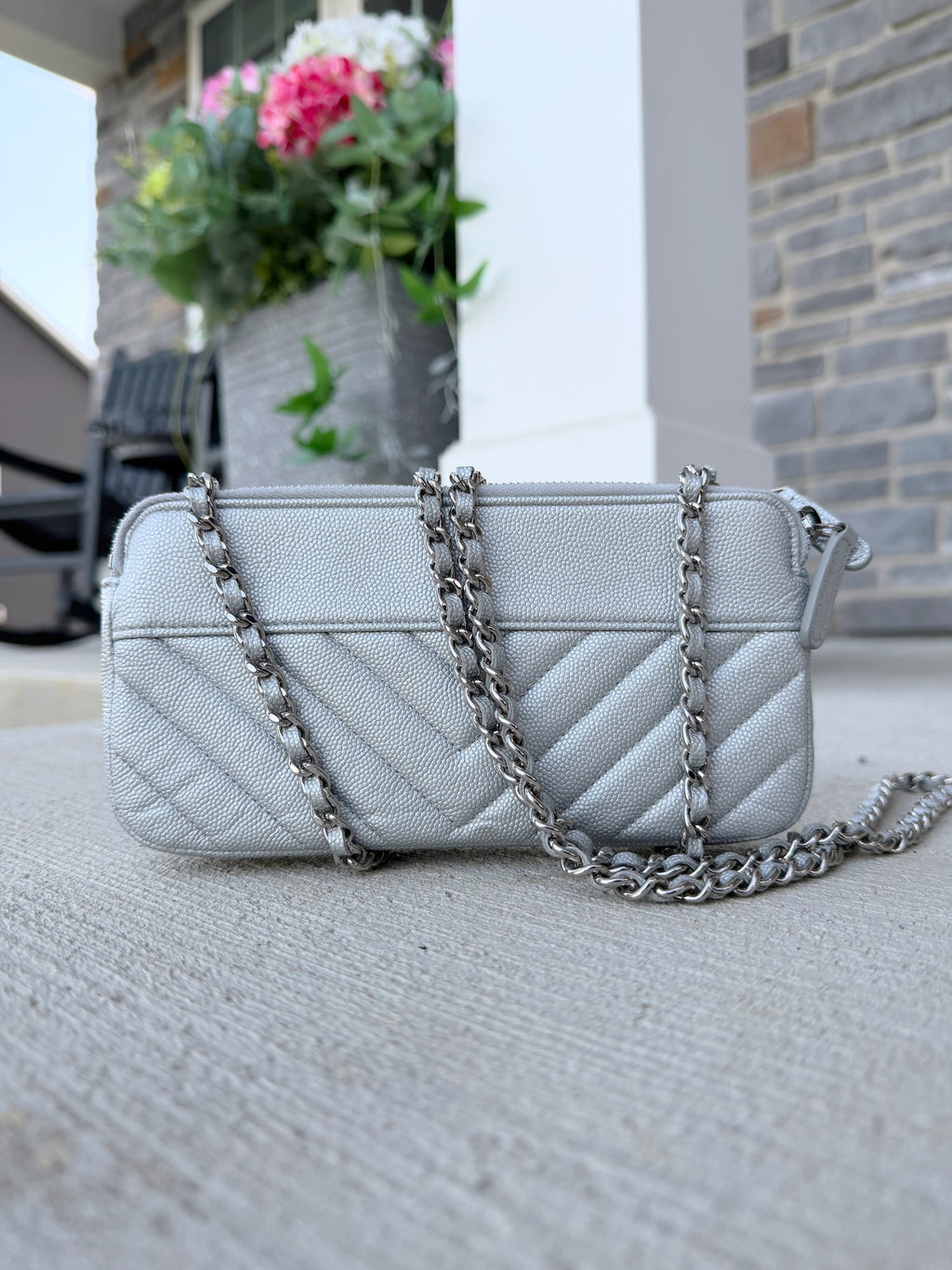 Chanel Caviar WOC Silver