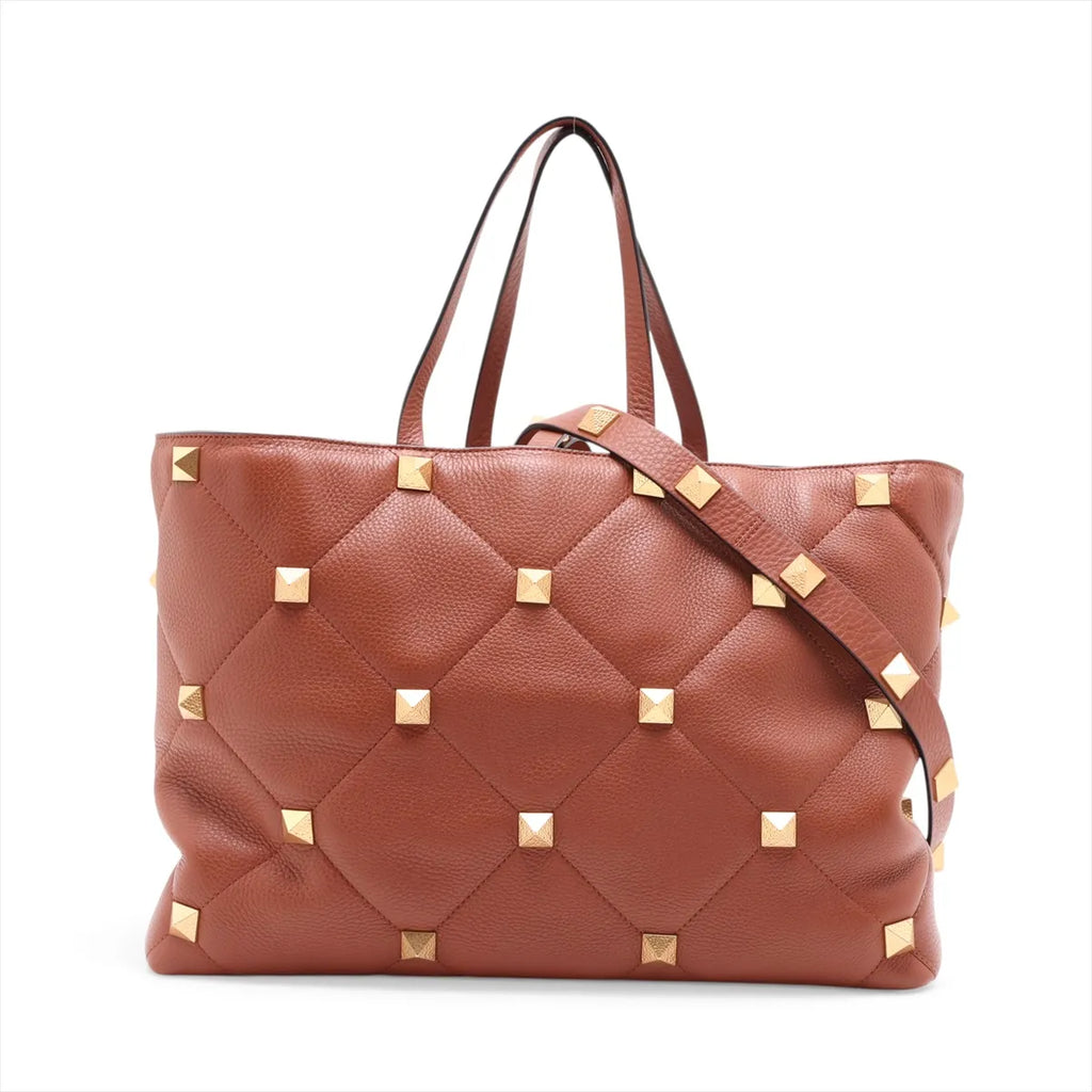 Valentino Garavani Roman Stud Tote Bag Brown