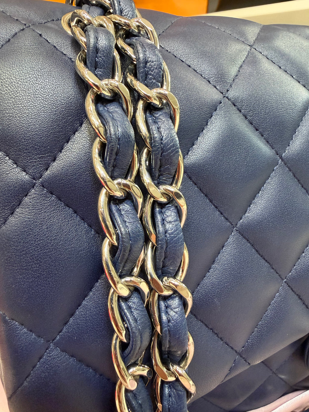 Chanel Jumbo Lambskin Navy Silver Hardware