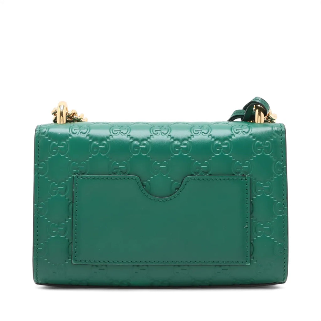 Gucci Guccissima Padlock Leather Chain Shoulder Bag Green