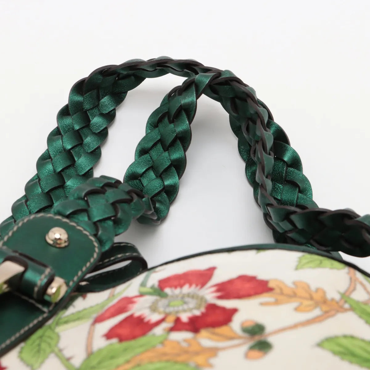 Gucci GG Floral Velour & Leather Shoulder Bag