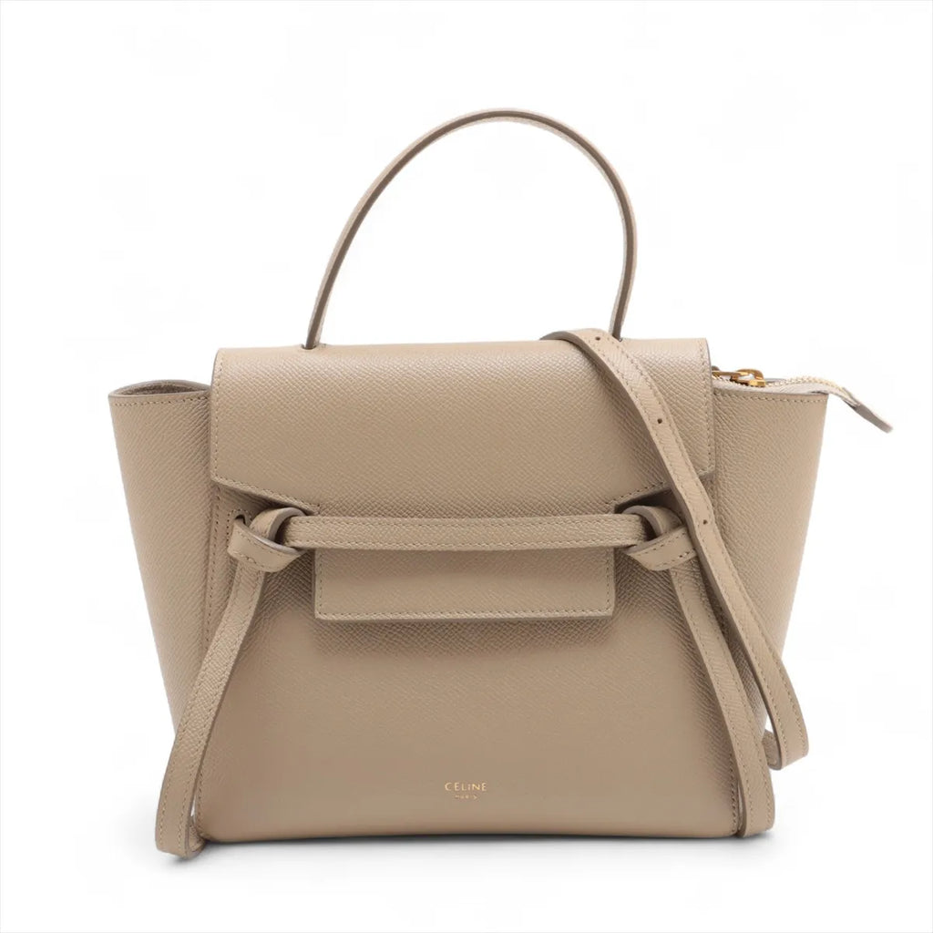 Celine Nano Leather 2 Way Handbag Beige