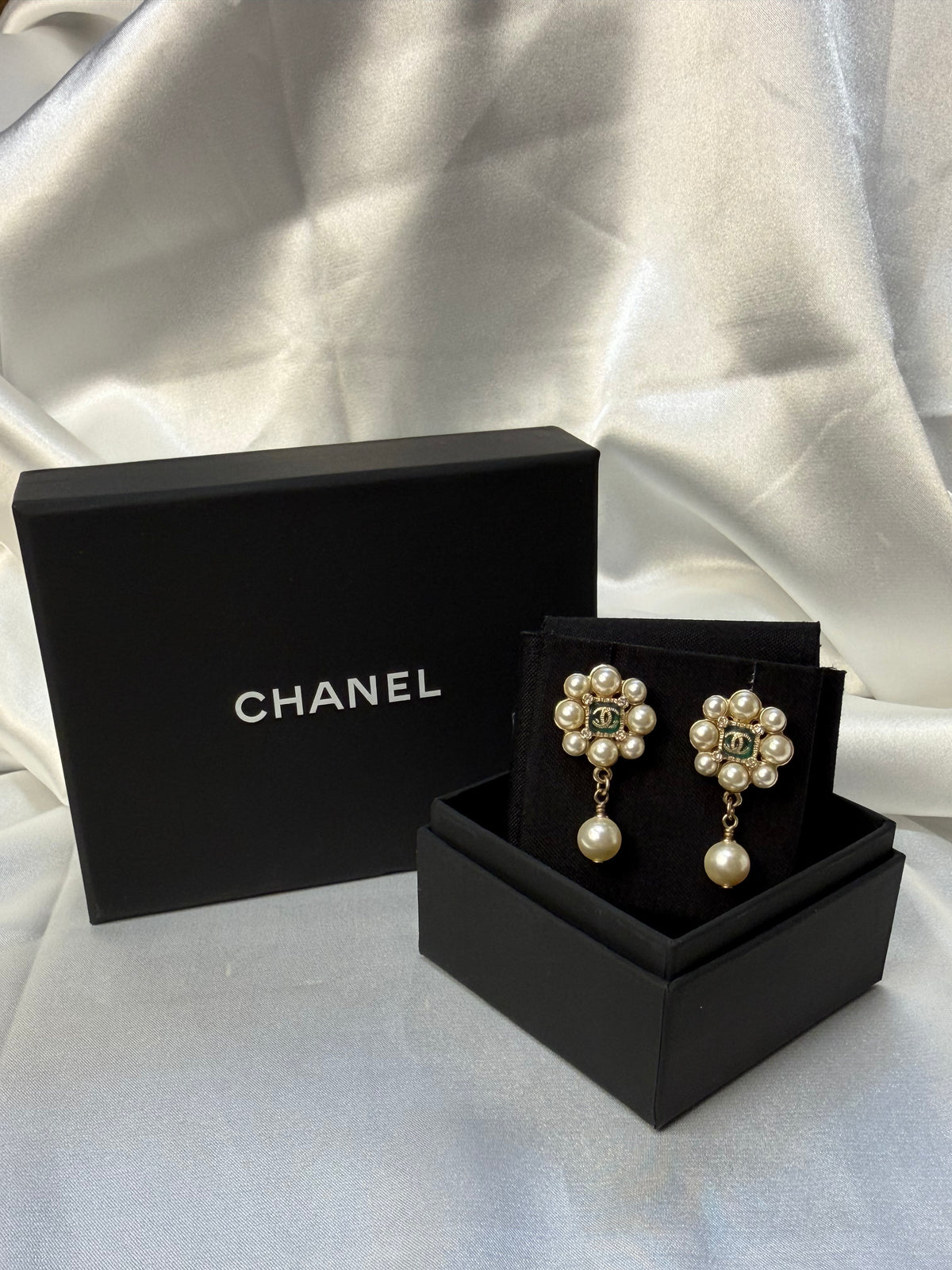 Chanel Pearl Studs Drop Pierced
