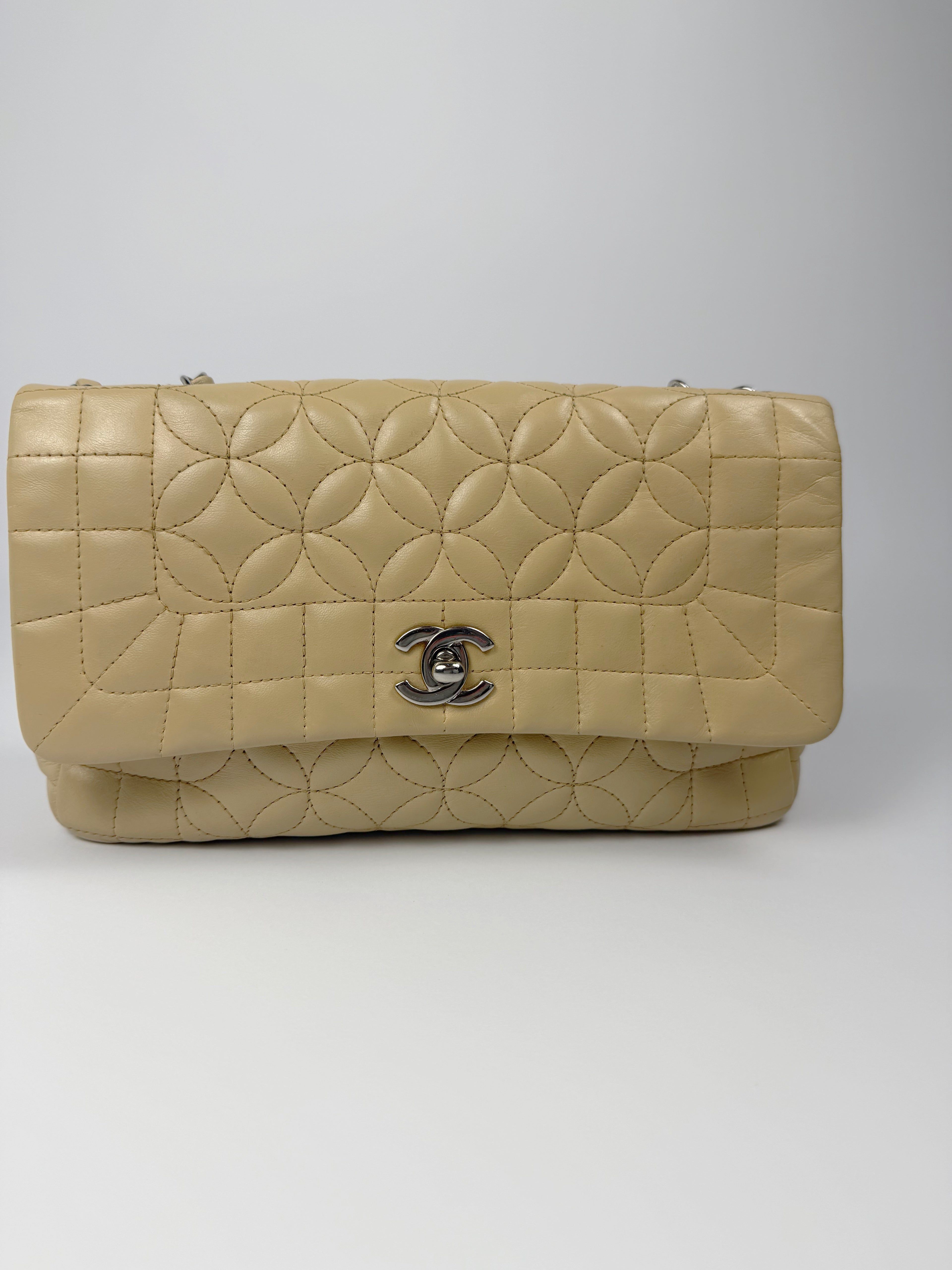 CC Logo Quilted Camellia Leather Beige