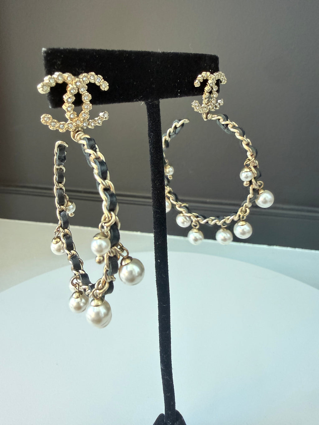 Chanel Pearl Hoops