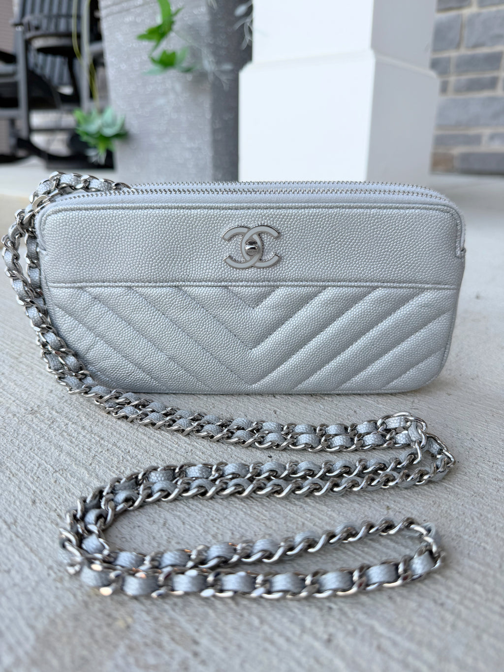 Chanel Caviar WOC Silver