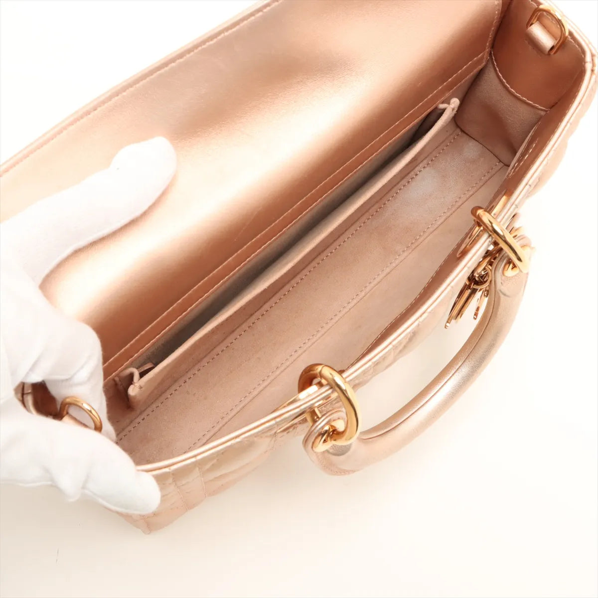 Christian Dior Lady Dejoy Leather Iridescent Gold