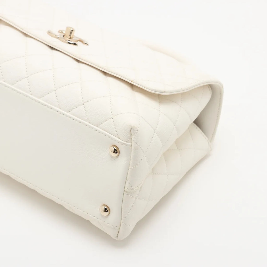 Chanel Coco Handle Caviar Skin White Gold Hardware