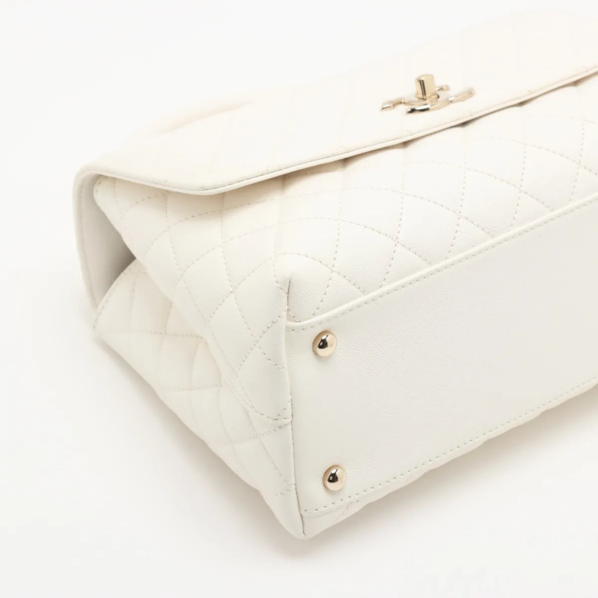 Chanel Coco Handle Caviar Skin White Gold Hardware