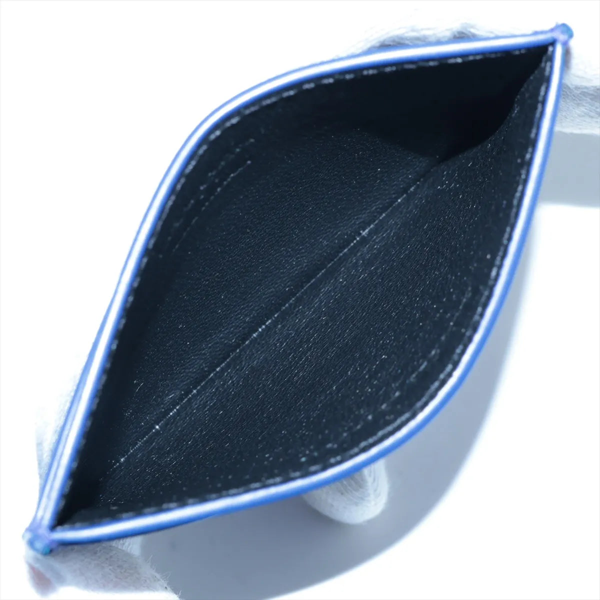 Yves Saint-Laurent Patent Leather Card Case Blue