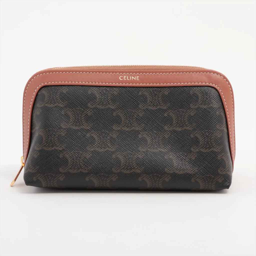 Celine Triomphe canvas & leather pouch